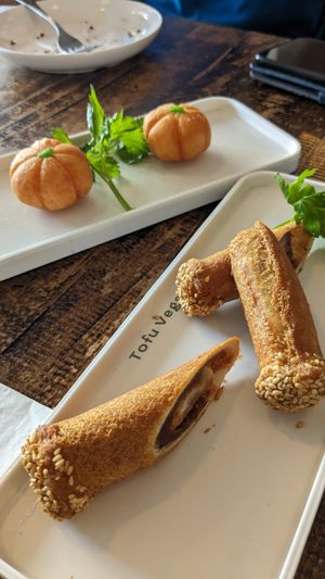 Sweet rolls and little pumpkin shaped desserts at Tofu Vegan - Golders Green in North West London
