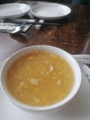 Sweetcorn soup at Tofu Vegan - Golders Green in North West London