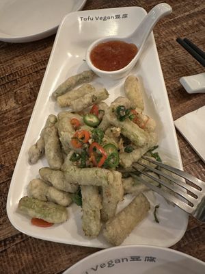 Deep fried asparagus   at Tofu Vegan - Golders Green in North West London