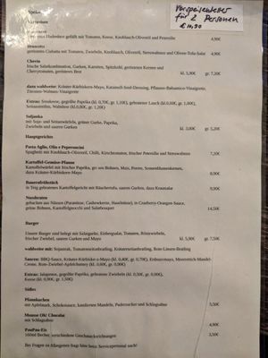 Menu at Falscher Hase in Dresden