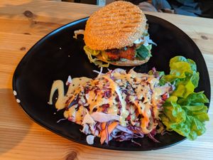 Soy steak burger at Falscher Hase in Dresden