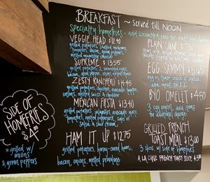 Menu sign at Pickle Barrel in Fort Collins