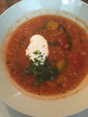 Red lentil soup at Marits Eetkamer in Amsterdam