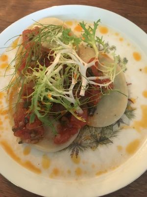 Pea ravioli at Marits Eetkamer in Amsterdam