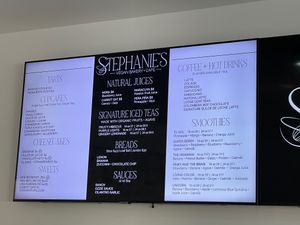 Menu Board at Stephanie's Vegan Bakery + Cafe in Fort Lauderdale