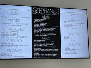 Menu Board at Stephanie's Vegan Bakery + Cafe in Fort Lauderdale