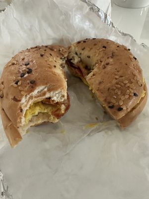 Bagel egg bacon and chz!  at Stephanie's Vegan Bakery + Cafe in Fort Lauderdale