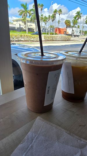 Coffee and iced hot chocolate at Stephanie's Vegan Bakery + Cafe in Fort Lauderdale