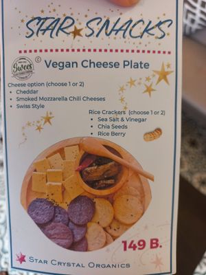 Vegan cheese plate at Star Crystal Organics in Chiang Mai