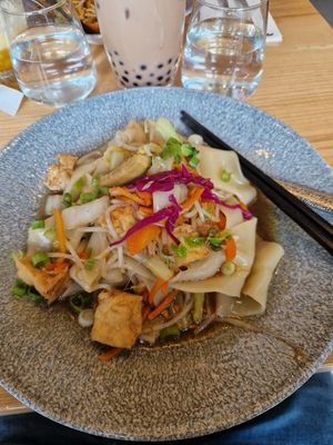 Biang biang noodles with Tofu and soya based sauce at Re Nao in Galway