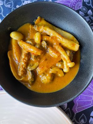Tempeh Mushroom Rendang RM42
Tempeh & mushroom cooked in creamy coconut & spices, served with our Nasi Ulam or coconut rice (gluten-free) 
 at Pegaga in Langkawi