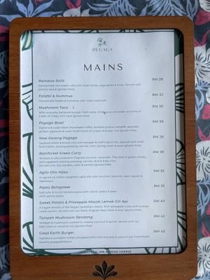 Afternoon/evening menu   at Pegaga in Langkawi