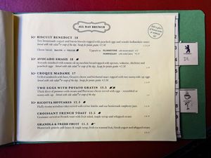 Menu page at House Of Small Wonder at House of Small Wonder in Berlin