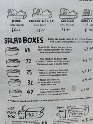 Menue at The Big Rock Cafe in Porthmadog