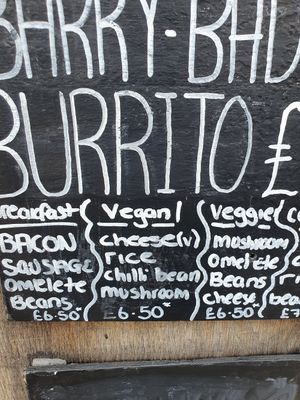 Menu at The Big Rock Cafe in Porthmadog