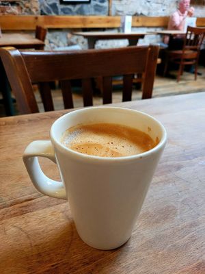 Oat Flat White. at The Big Rock Cafe in Porthmadog