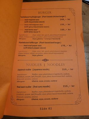 Menu as of 24 November 2024 at Tofuhuset in Sandnes