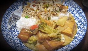 Veggie & tofu curry with fried rice at Taste of the Orient in Castlemaine