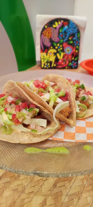 Tacos baja at Vegandra in San Luis Potosi