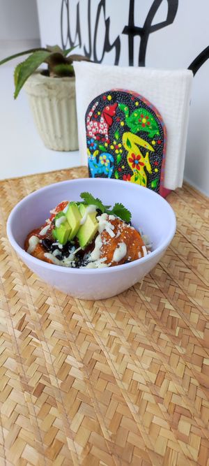 Enchilaquiles at Vegandra in San Luis Potosi