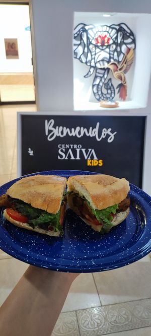 Choripan de seitan at Vegandra in San Luis Potosi