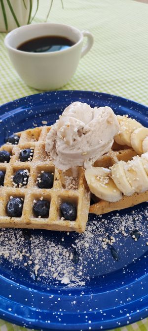 Waffles dulces at Vegandra in San Luis Potosi