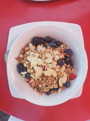 Chia pudding with fruit and granola at Carefree Coffee Roastery in Carefree