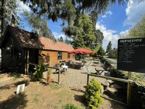 Tea garden   at Horseshoe Farm Shop in Whitby