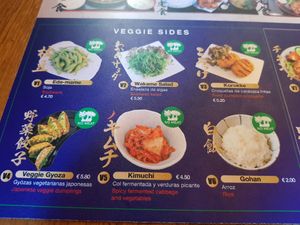 Vegan/vegetarian sides at Takumi Ramen in Barcelona