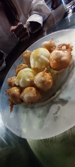 Fried banana with lemon sorbet at Taipei Town in Ayia Napa