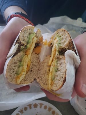 Vegan Avocado + egg + cheese at James Oliver Coffee in Detroit