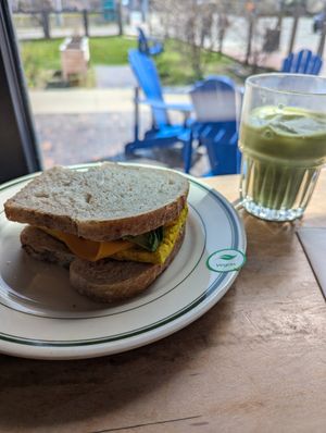 Avocado, egg, cheese on sourdough at James Oliver Coffee in Detroit
