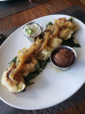 Spinach Perogies at G-Zen in Branford
