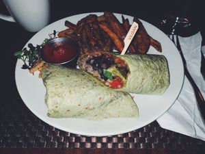 Downward dog burrito with g fries  at G-Zen in Branford