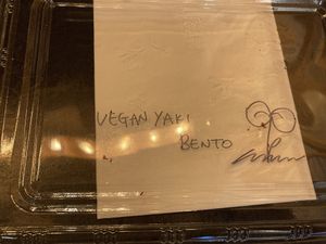 Cute hand drawn label  at KAMINARI GYOZA in Los Angeles