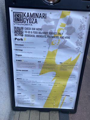 Menu  at KAMINARI GYOZA in Los Angeles