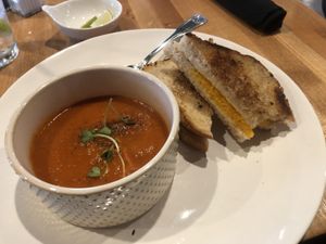 Grilled cheese and tomato soup  at Vegan & Vine in Phoenix