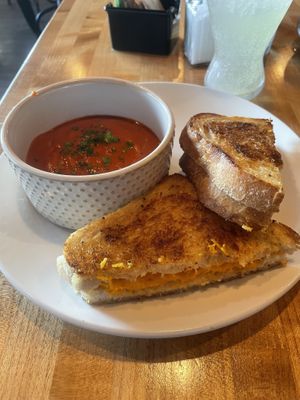 Tomato soup and sandwich   at Vegan & Vine in Phoenix