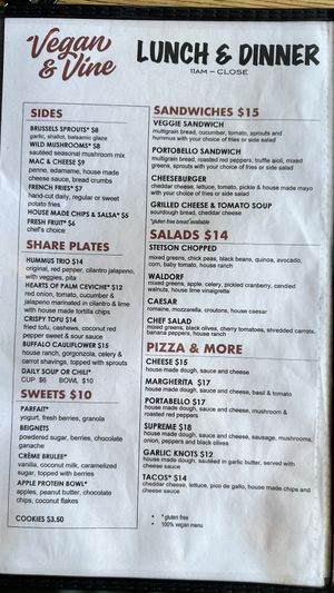 Menu (back)  at Vegan & Vine in Phoenix