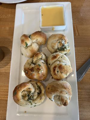 Garlic knots with cheese sauce  at Vegan & Vine in Phoenix