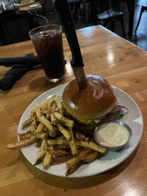 Vegan Fried Steak Chicken Sandwich with Cheesee  at Vegan & Vine in Phoenix