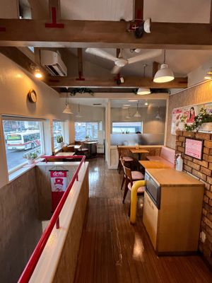 Main seating is upstairs.  at Mos Burger in Otaru