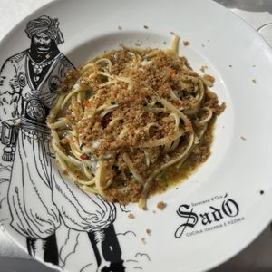 oil and garlic pasta no cheese  at Saraceno d'Oro in Positano