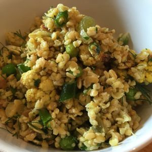 cauliflower, pea and freekeh salad  at Roots  Fruits and Flowers - Great Western in Glasgow