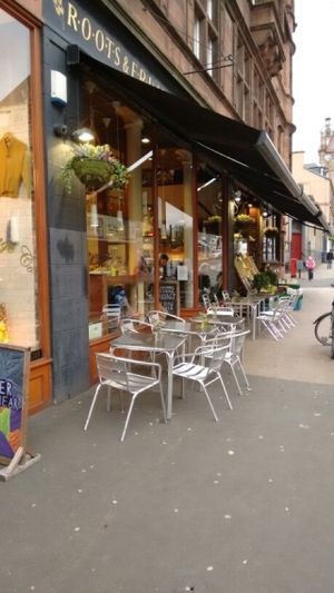 deli cafe seating at Roots  Fruits and Flowers - Great Western in Glasgow