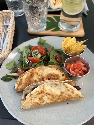 Chicken tacos (subbed in tofu and beans instead of fake chicken, very tasty)  at Natural Market LT in Klaipeda