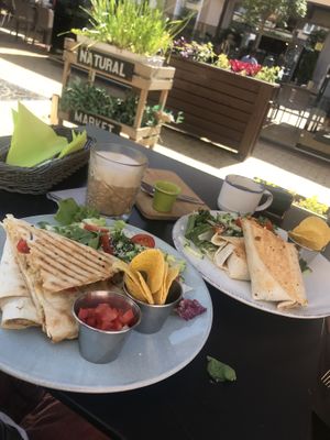 Vegan „Chicken“ Quesadilla and Burrito. There is a large selection of vegan dishes here. Super tasty food and very nice and friendly people.   at Natural Market LT in Klaipeda