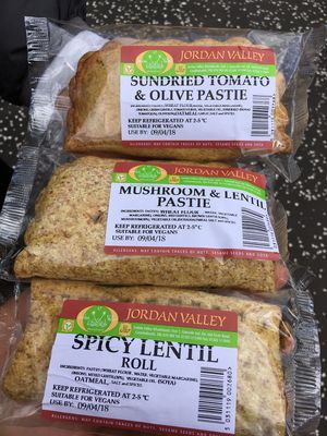 Vegan pasties from the fridge section - 3 of many! at Roots Fruits and Flowers - Argyle St in Glasgow
