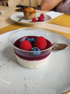 Panna cotta at Dispensa Cucina Vegana in Brescia