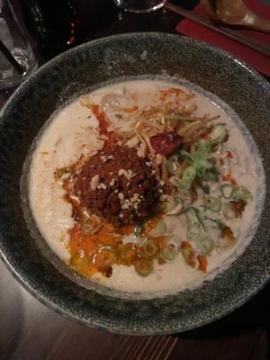 Soy milk broth makes this ramen super creamy!  #Veganuary at SIN in Stockholm